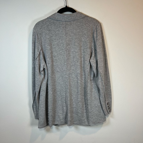 J. Jill Women's Wool Blend Knit Blazer Gray Raw Edge Seam Pockets Capsule  Large - Picture 9 of 14